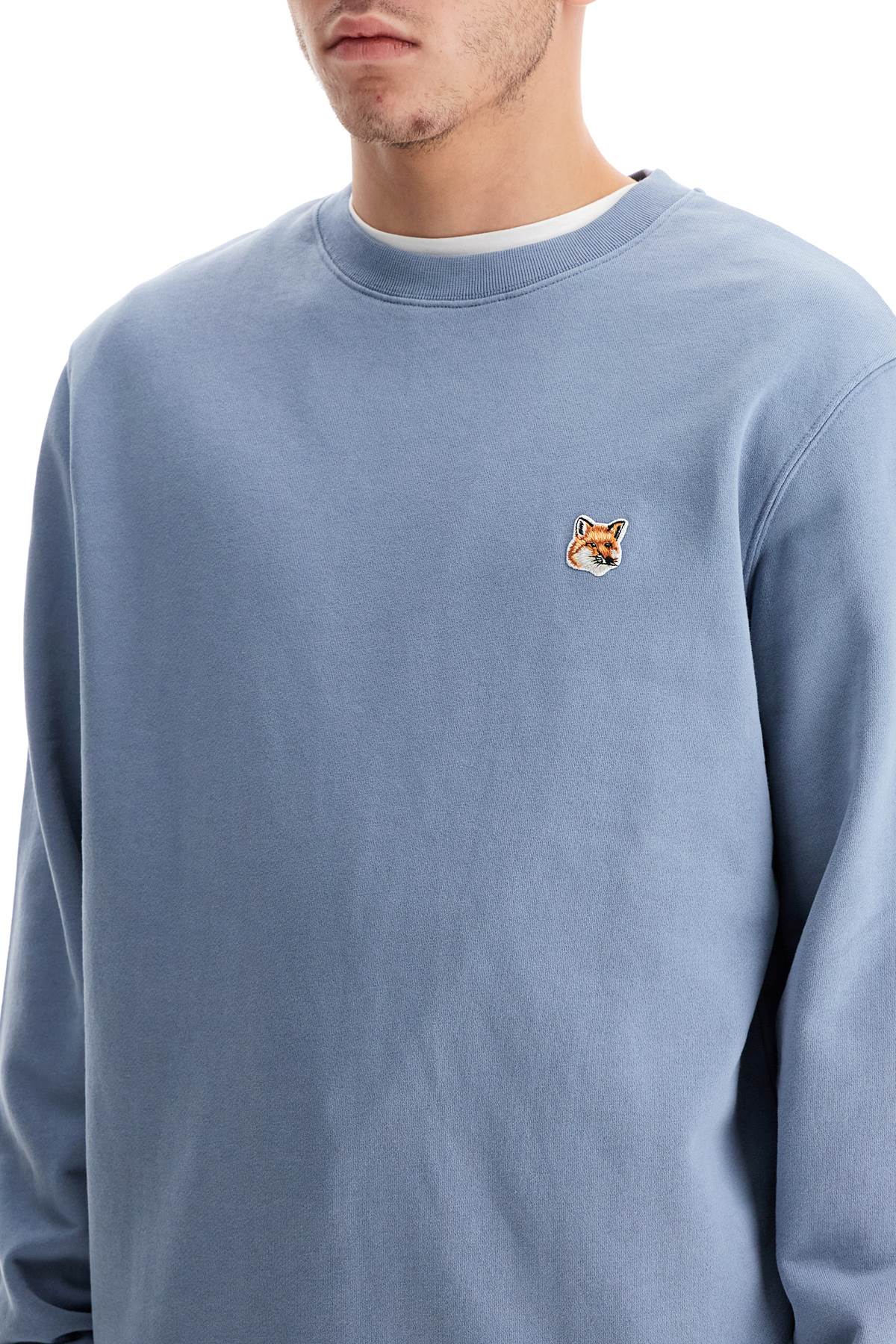 Shop Maison Kitsuné 'fox Head Patch Sweatshirt With In Light Blue