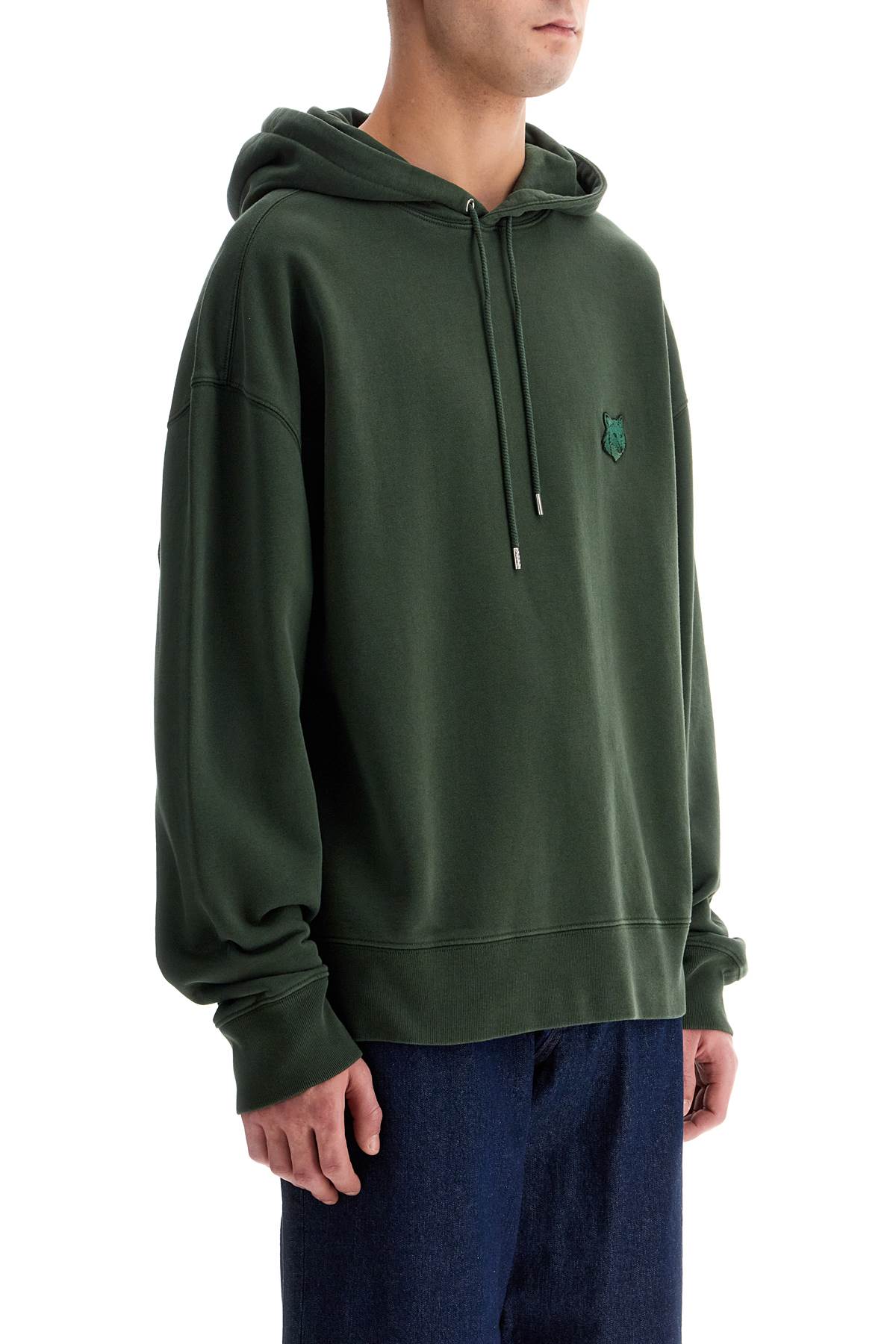 Shop Maison Kitsuné Bold Fox Head Hooded Sweatshirt In Green