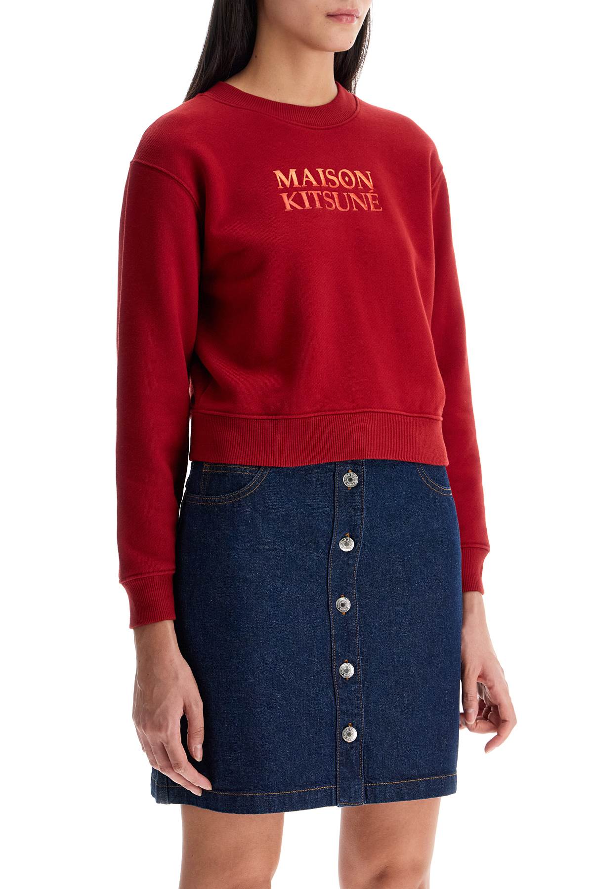 Shop Maison Kitsuné Boxy Gradient Sweatshirt In Red