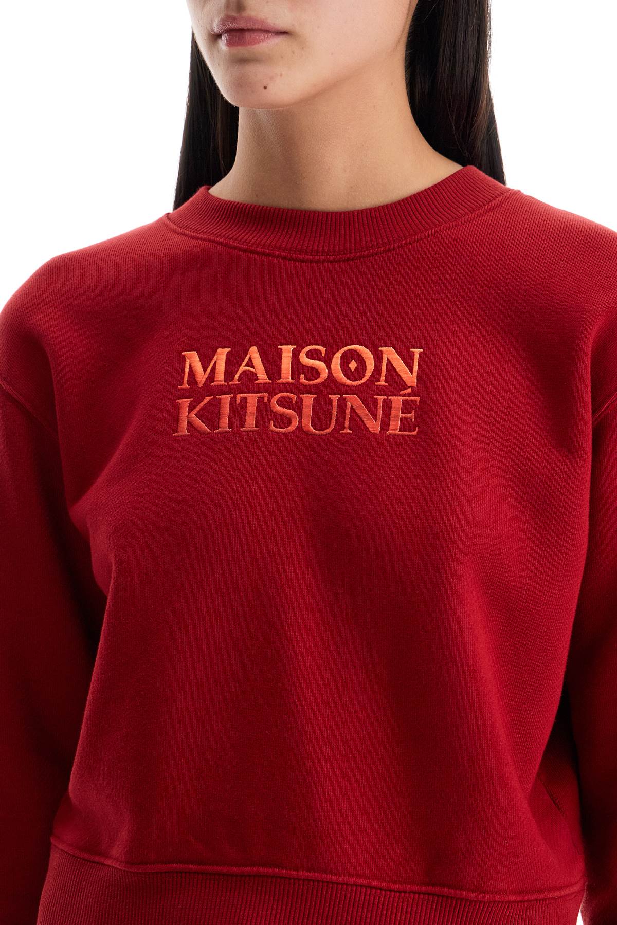 Shop Maison Kitsuné Boxy Gradient Sweatshirt In Red