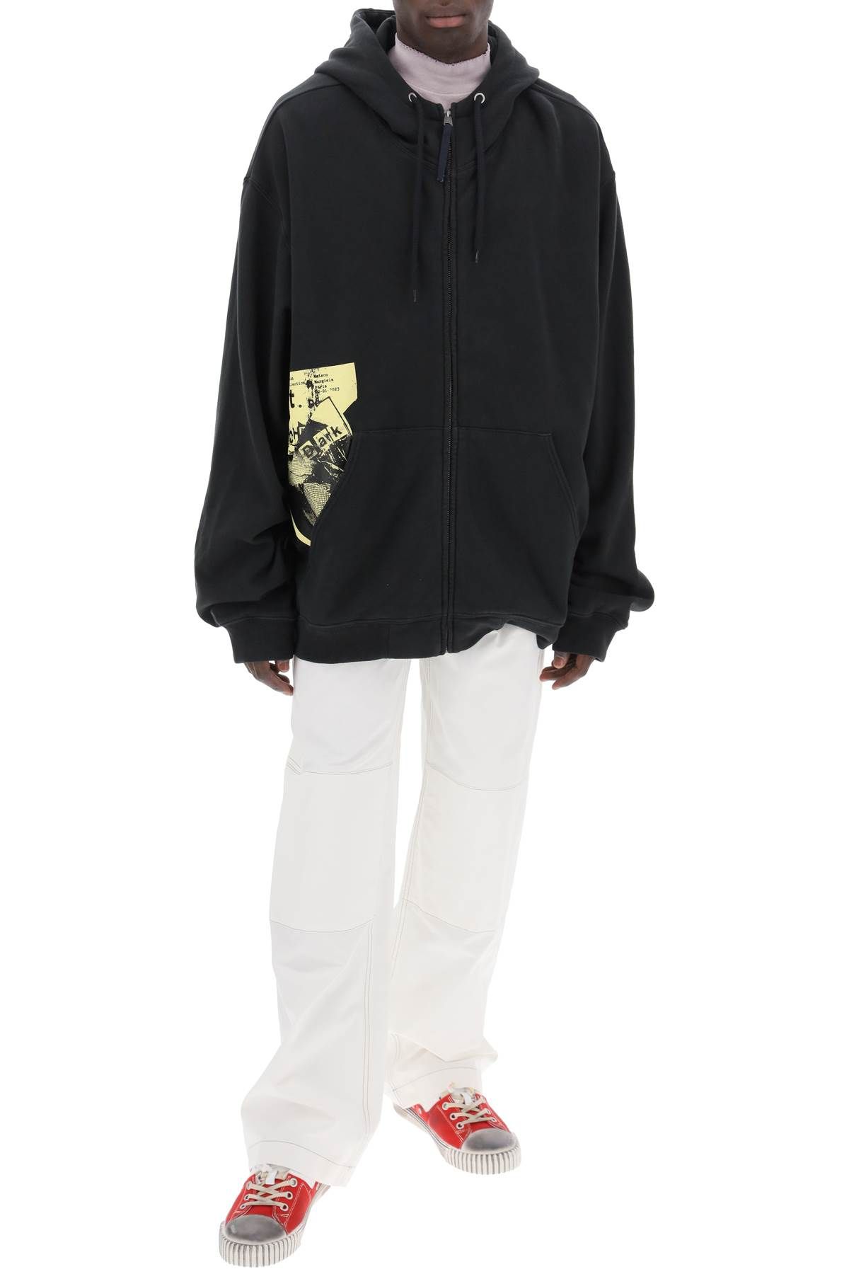 Shop Maison Margiela "maxi Zip-up Sweatshirt With In Black