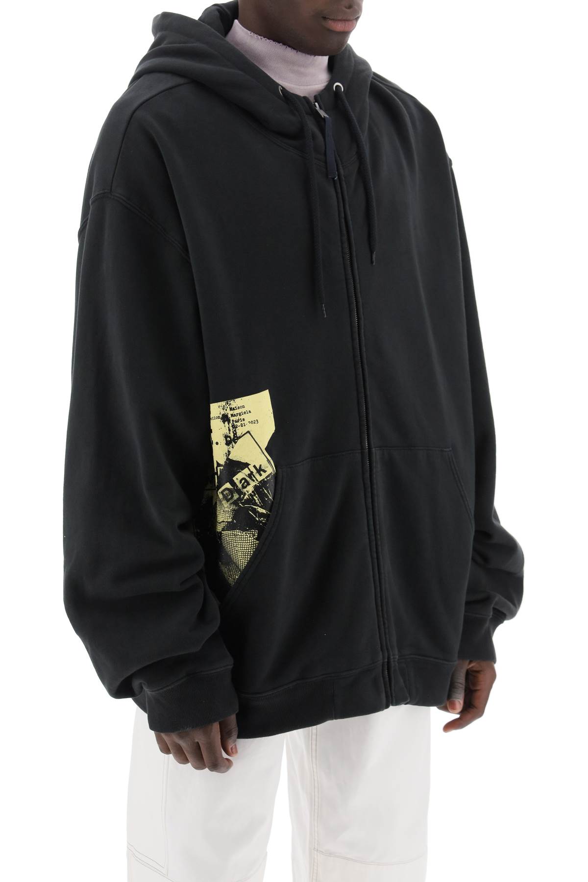 Shop Maison Margiela "maxi Zip-up Sweatshirt With In Black