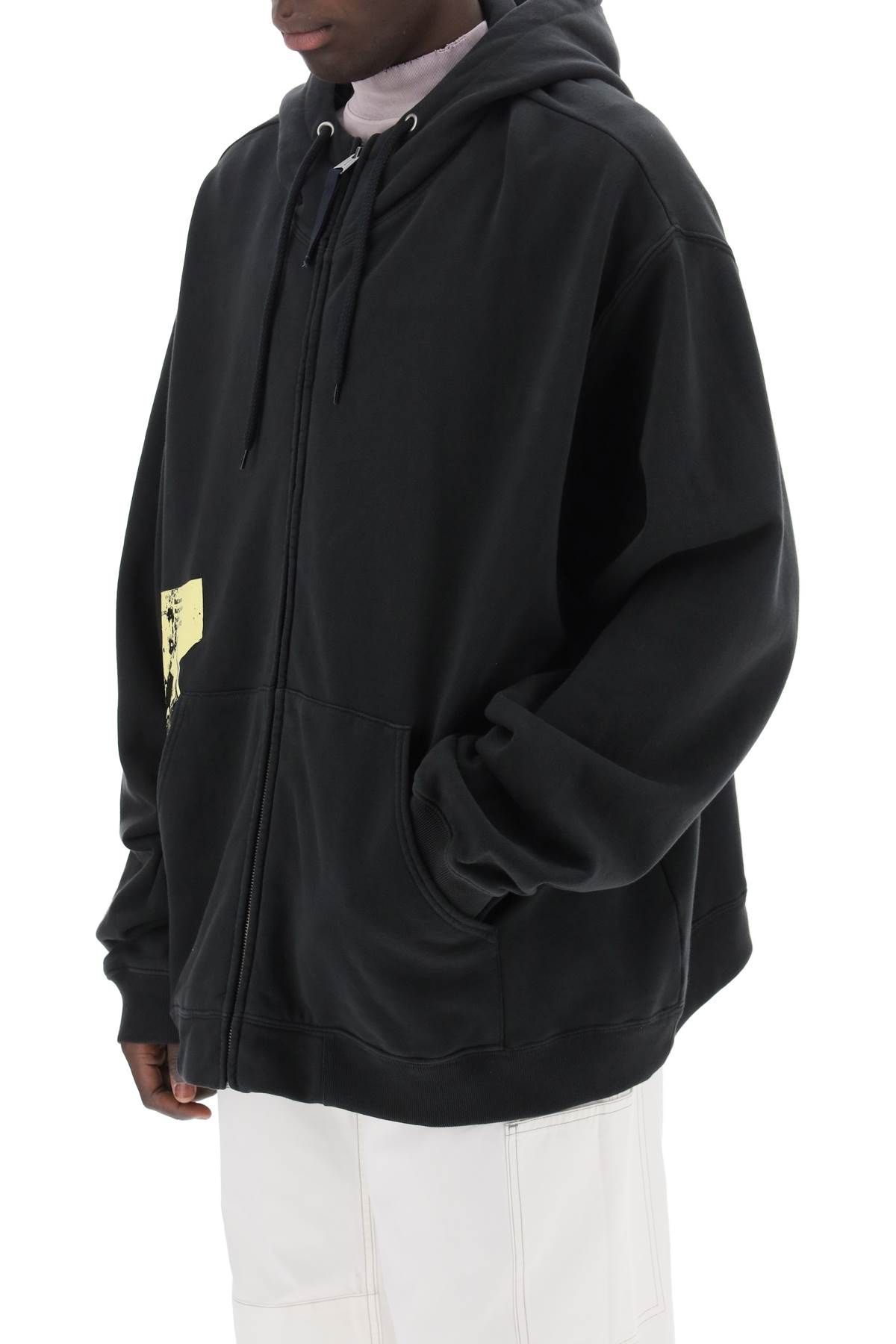 Shop Maison Margiela "maxi Zip-up Sweatshirt With In Black