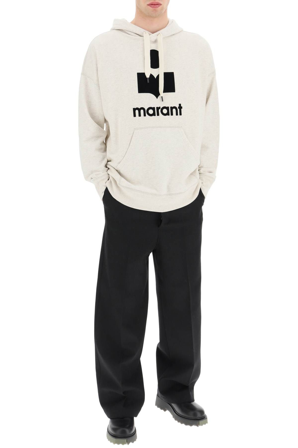 Shop Marant 'miley' Hoodie With Flocked Logo In Grey