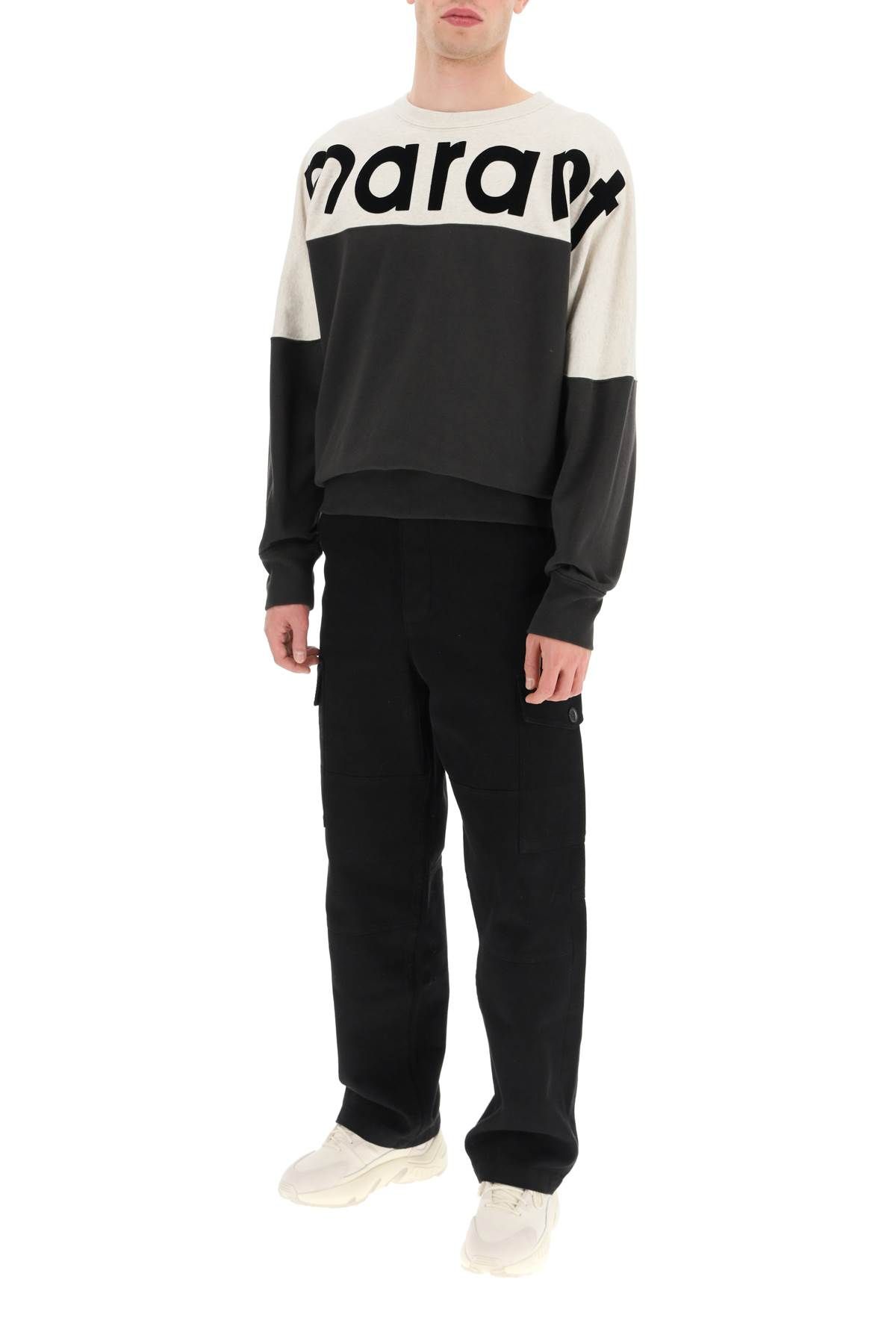 Shop Marant 'howley' Crewneck Sweatshirt In Beige,black