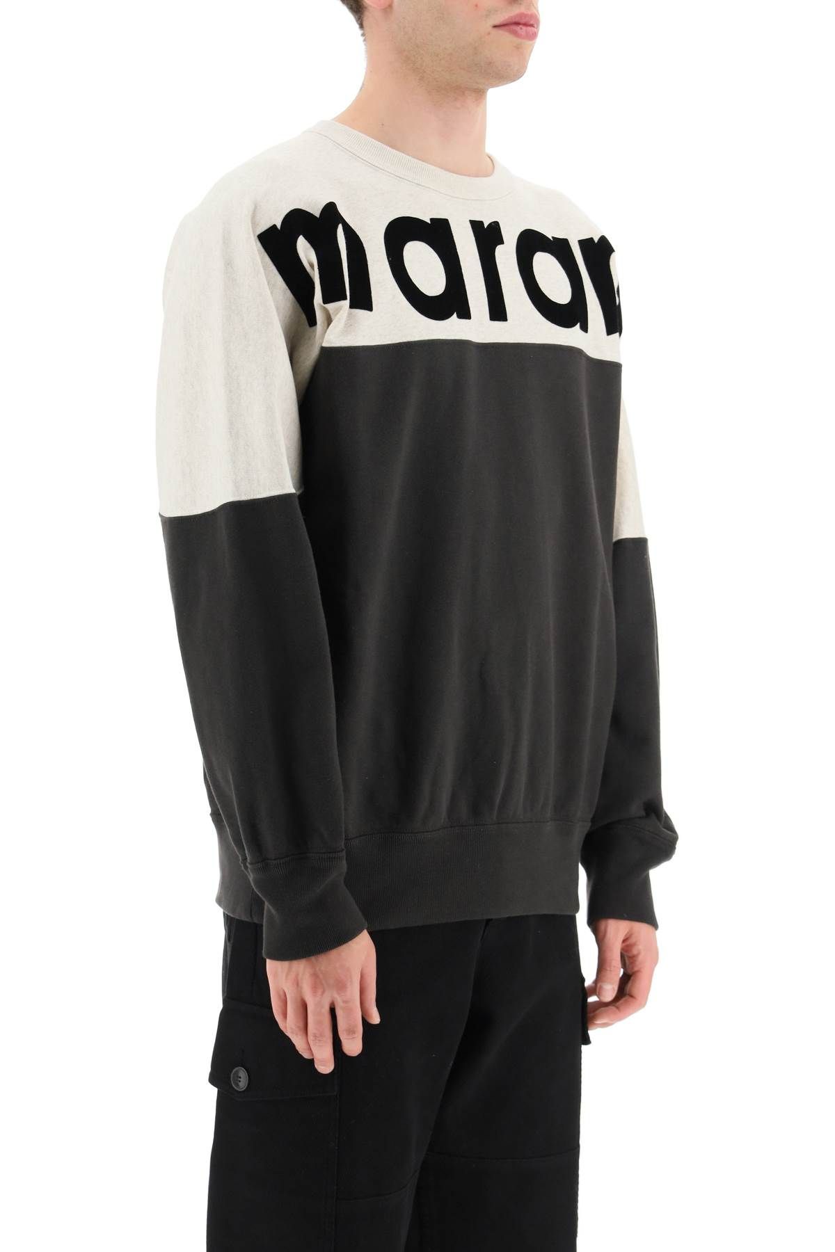 Shop Marant 'howley' Crewneck Sweatshirt In Beige,black