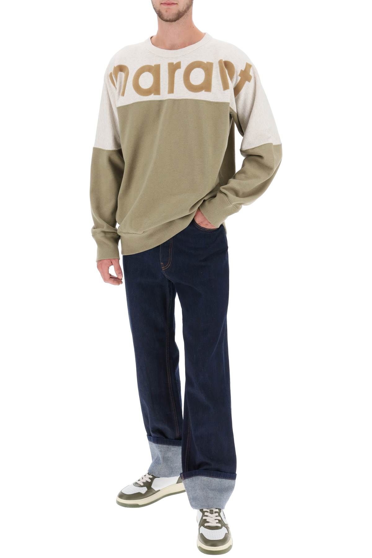 Shop Marant 'howley' Crewneck Sweatshirt In Grey,khaki