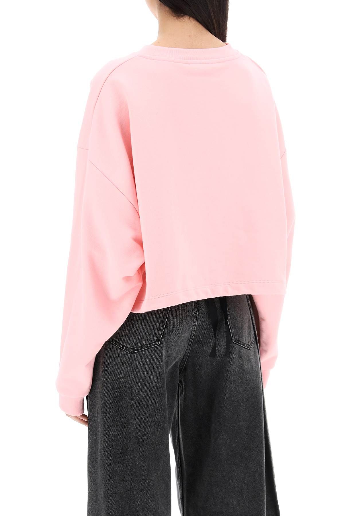 Shop Marni "organic Cotton Sweatshirt With Hand-embroid In Pink
