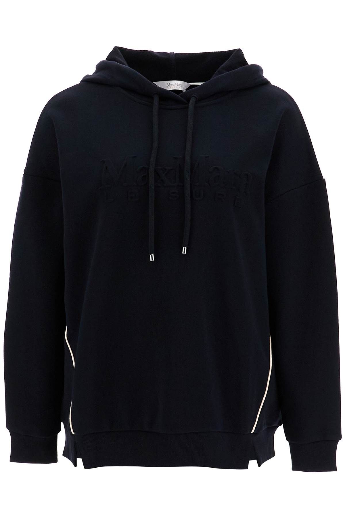 Shop Max Mara Hooded Sweatshirt With Piping In Black