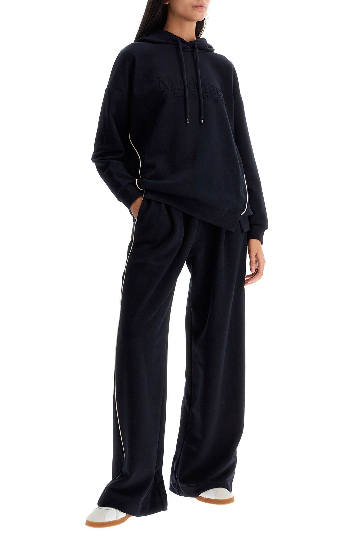 Shop Max Mara Hooded Sweatshirt With Piping In Black