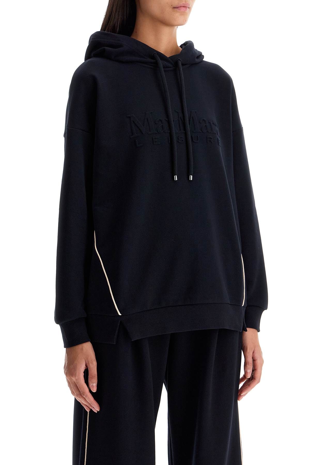 Shop Max Mara Hooded Sweatshirt With Piping In Black