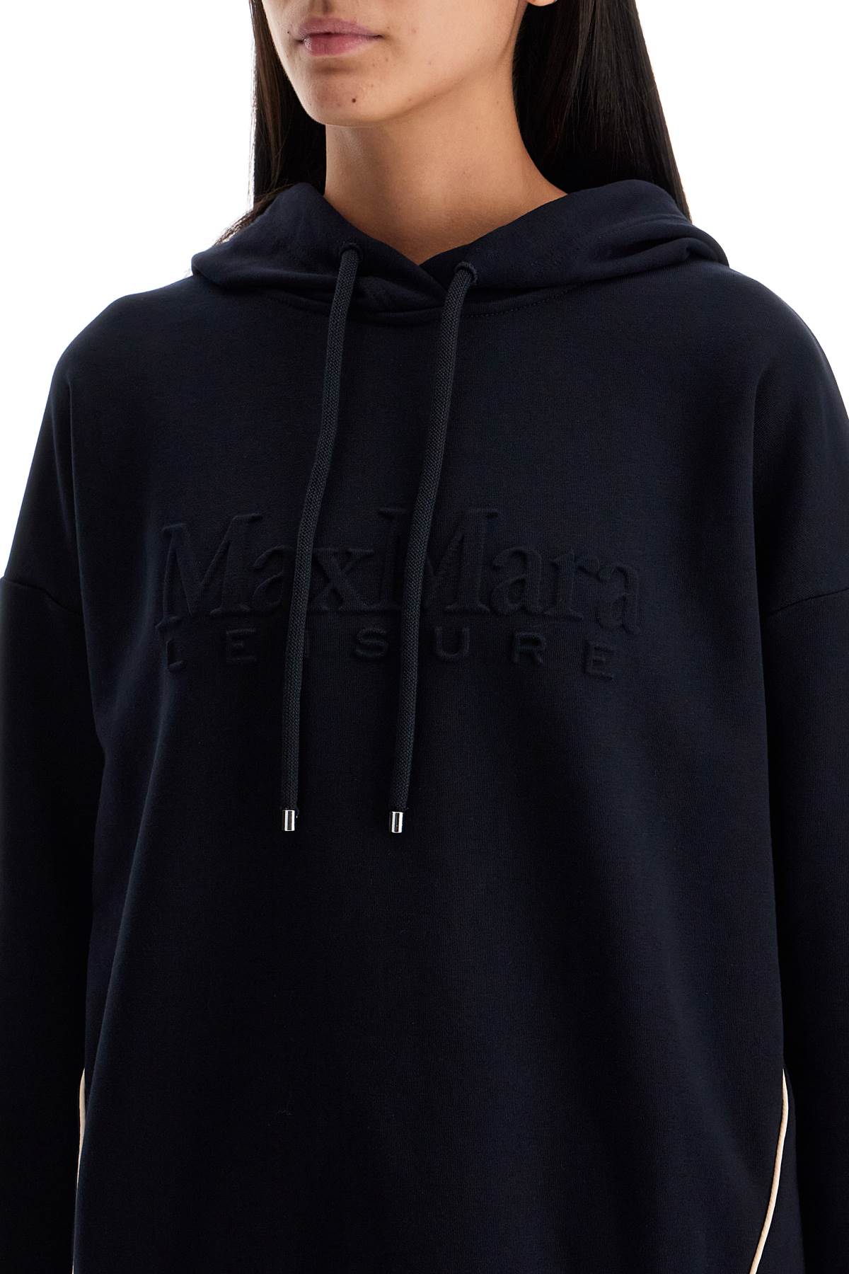 Shop Max Mara Hooded Sweatshirt With Piping In Black