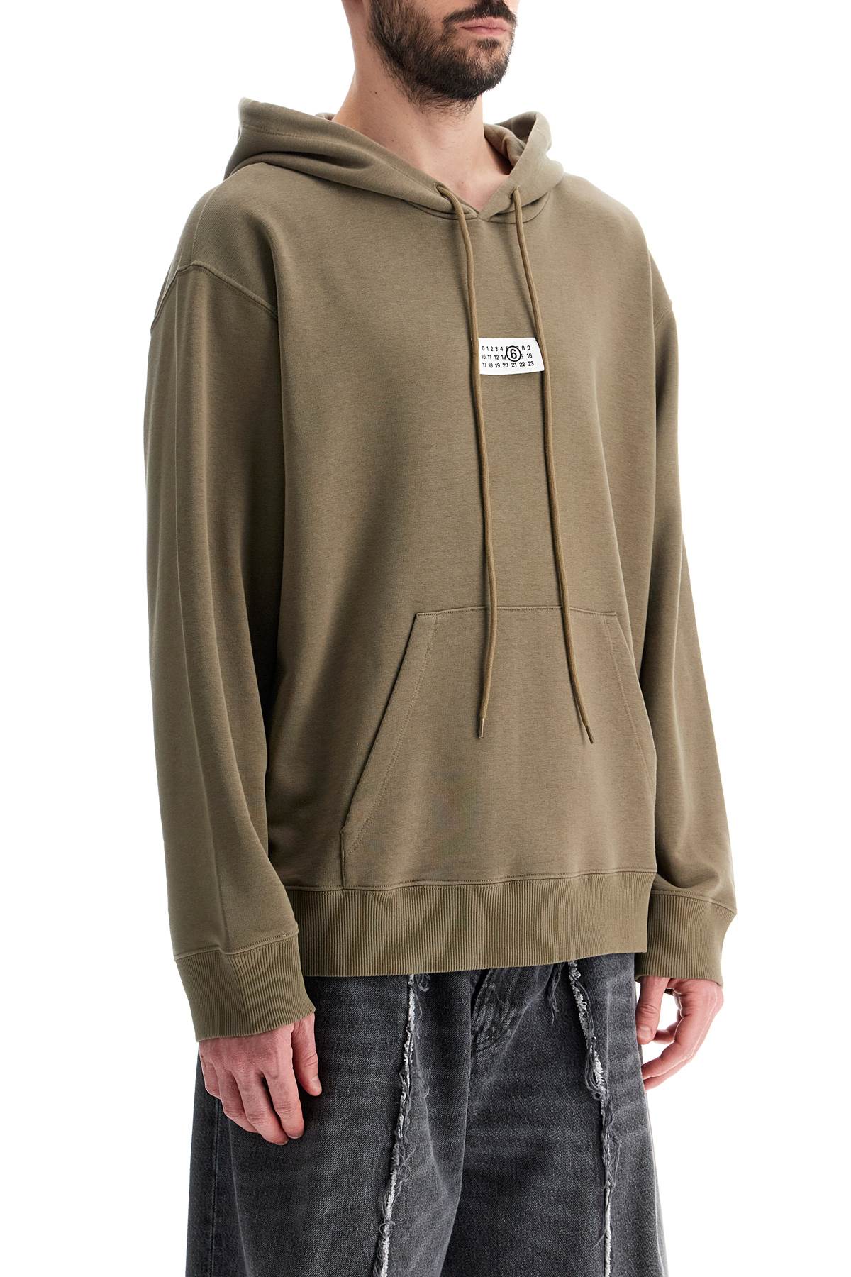 Shop Mm6 Maison Margiela Numeric Logo Sweatshirt With Seven In Khaki