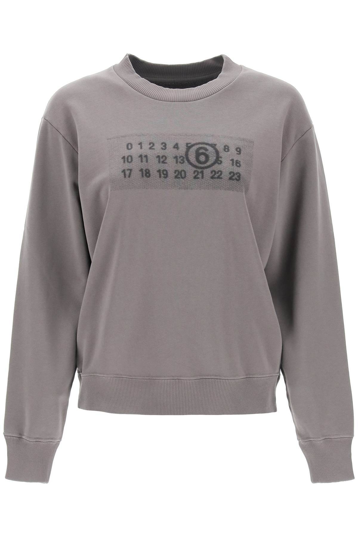 Shop Mm6 Maison Margiela Sweatshirt With Numeric Logo Print In Grey