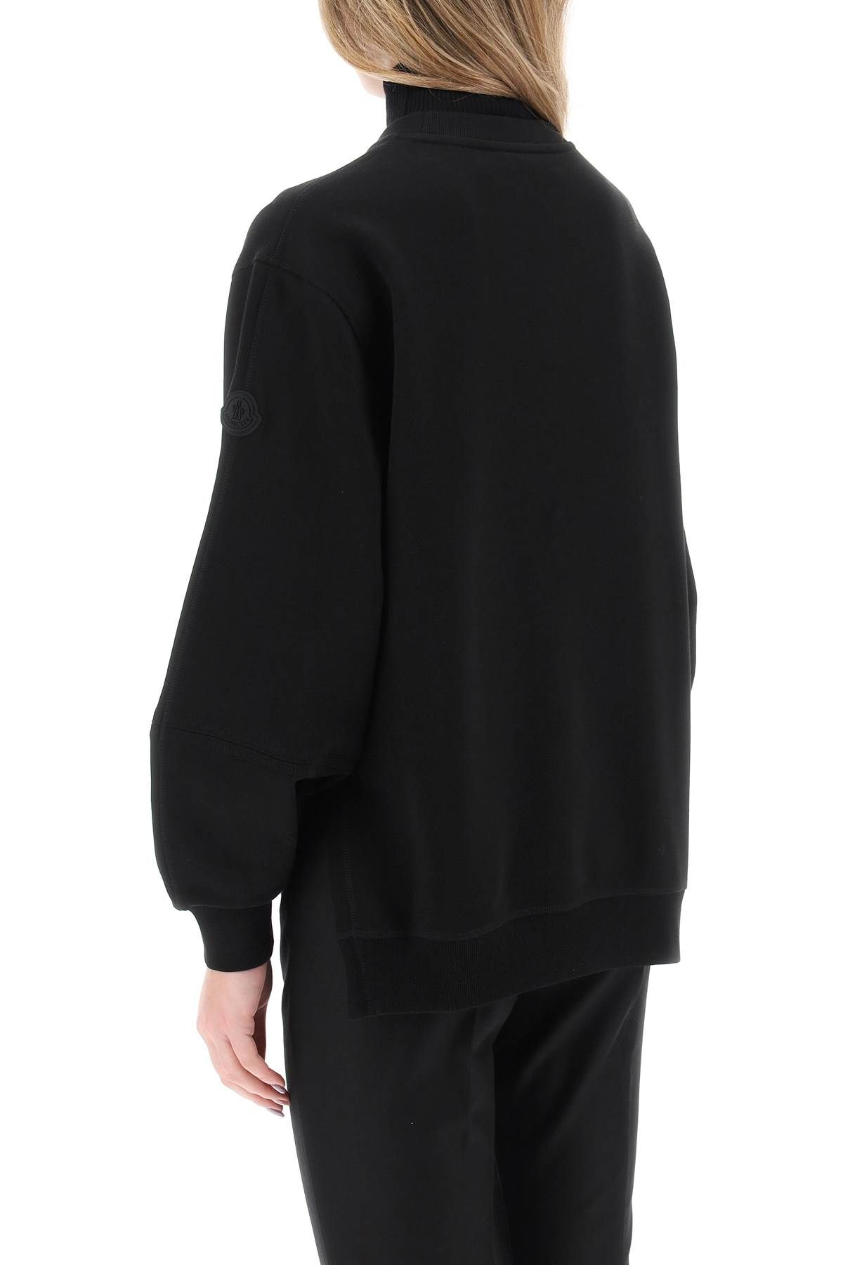 Shop Moncler Crewneck Sweatshirt With Emb In Black