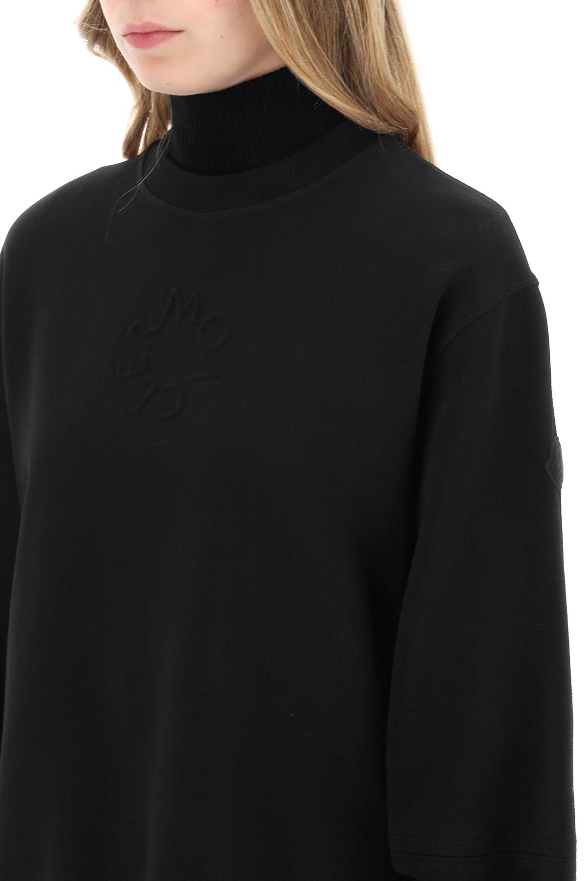 Shop Moncler Crewneck Sweatshirt With Emb In Black