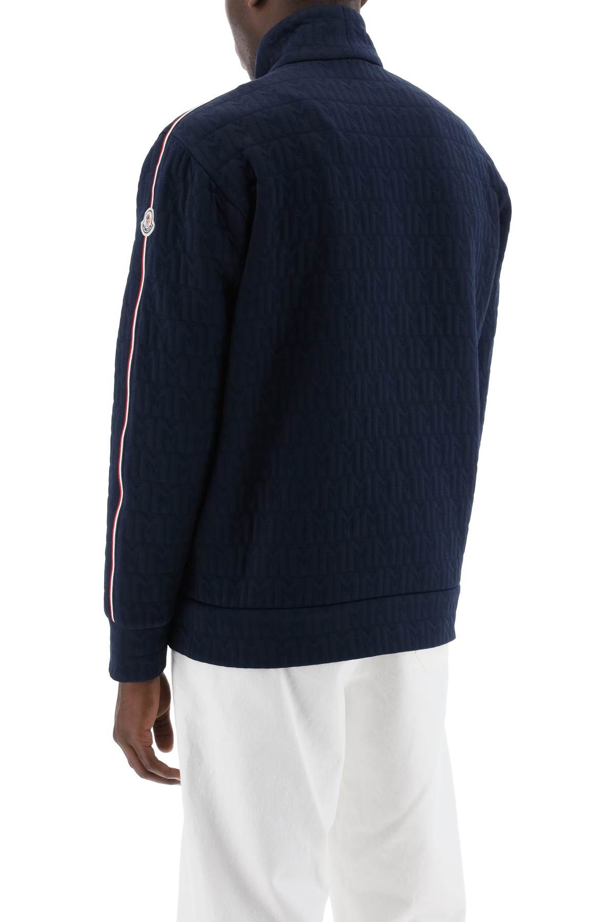 Shop Moncler Ma  Monogram Quilted Sweat In Blue