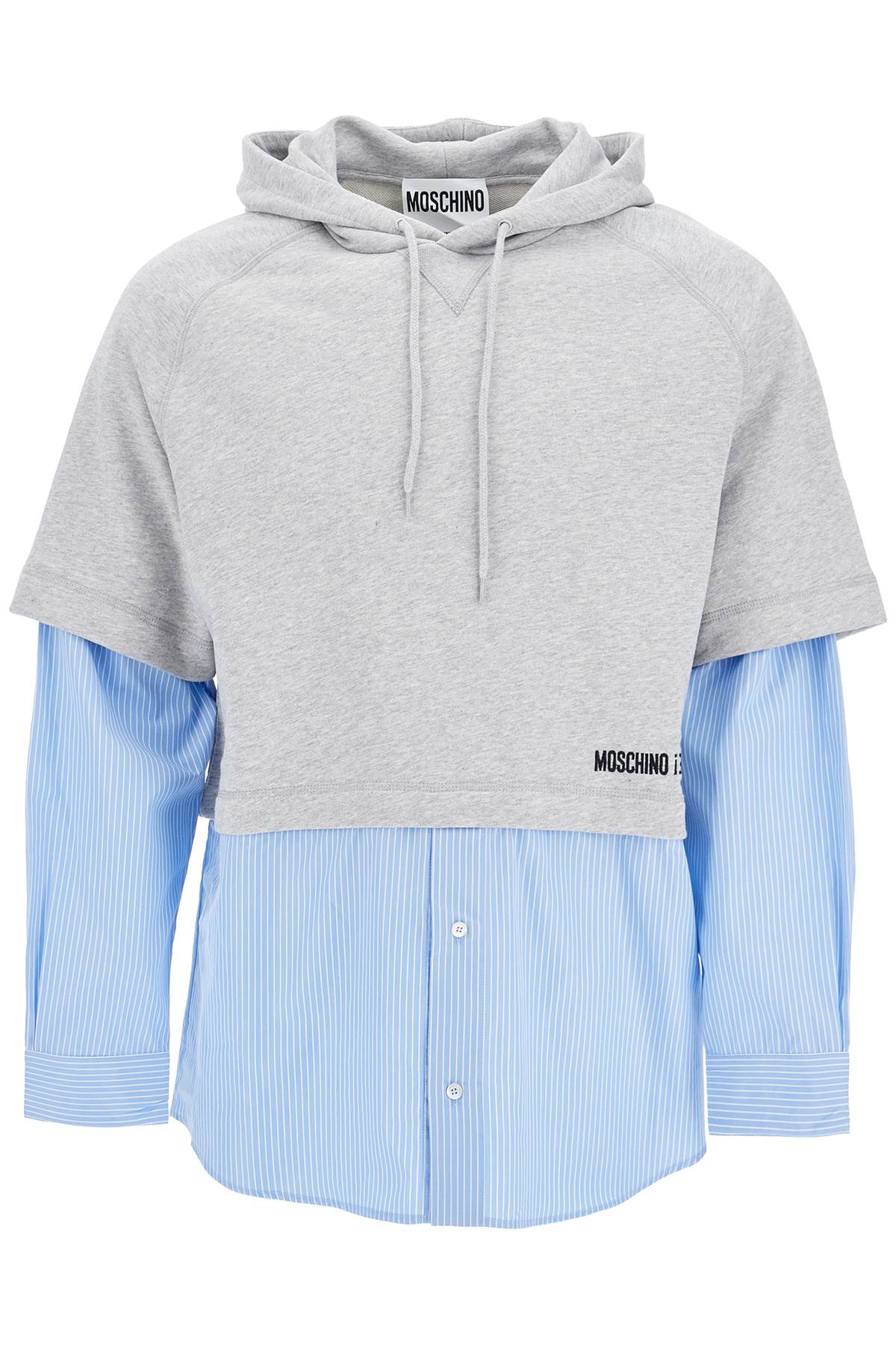 Shop Moschino Hybrid Sweatshirt With Shirt Bottom In Grey