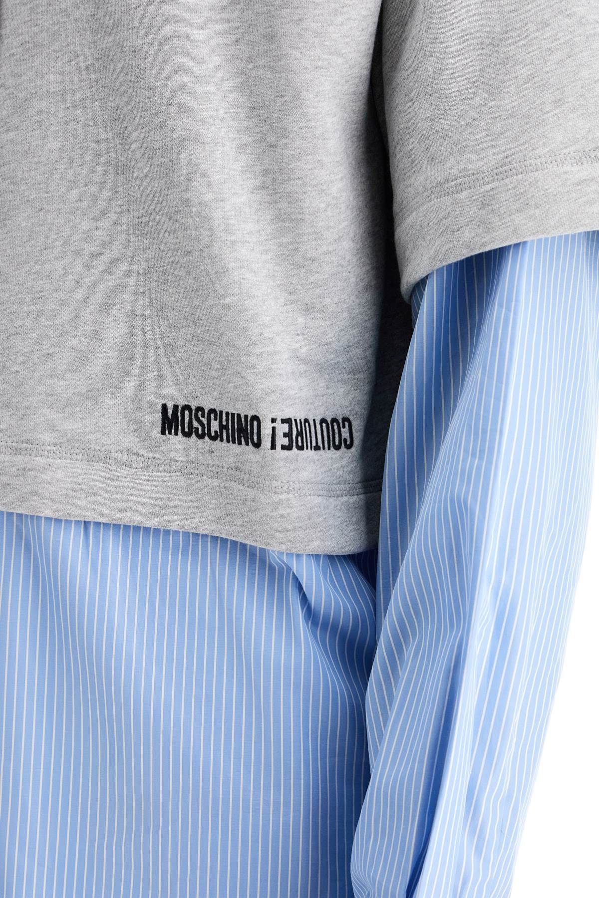 Shop Moschino Hybrid Sweatshirt With Shirt Bottom In Grey