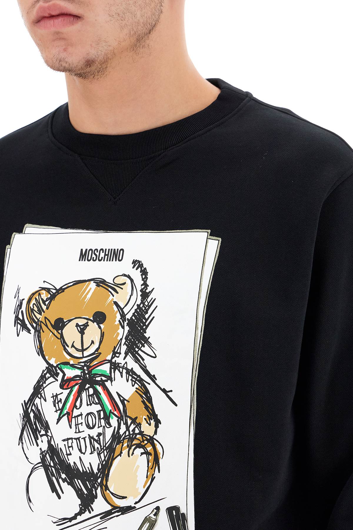 Shop Moschino Teddy Bear Sweatshirt In Black