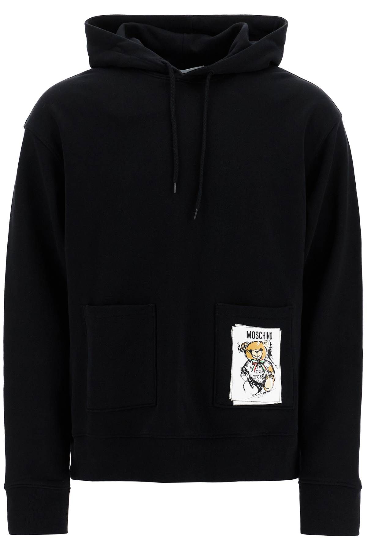 Shop Moschino Hooded Teddy Bear Sweatshirt In Black