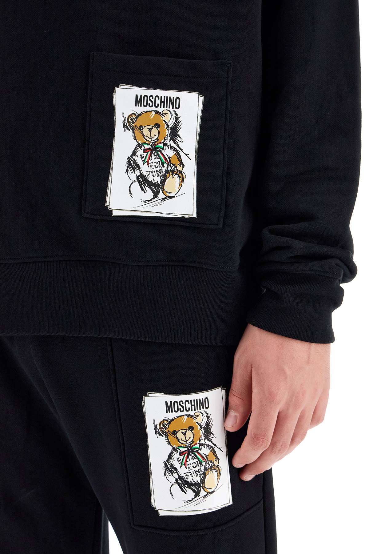 Shop Moschino Hooded Teddy Bear Sweatshirt In Black