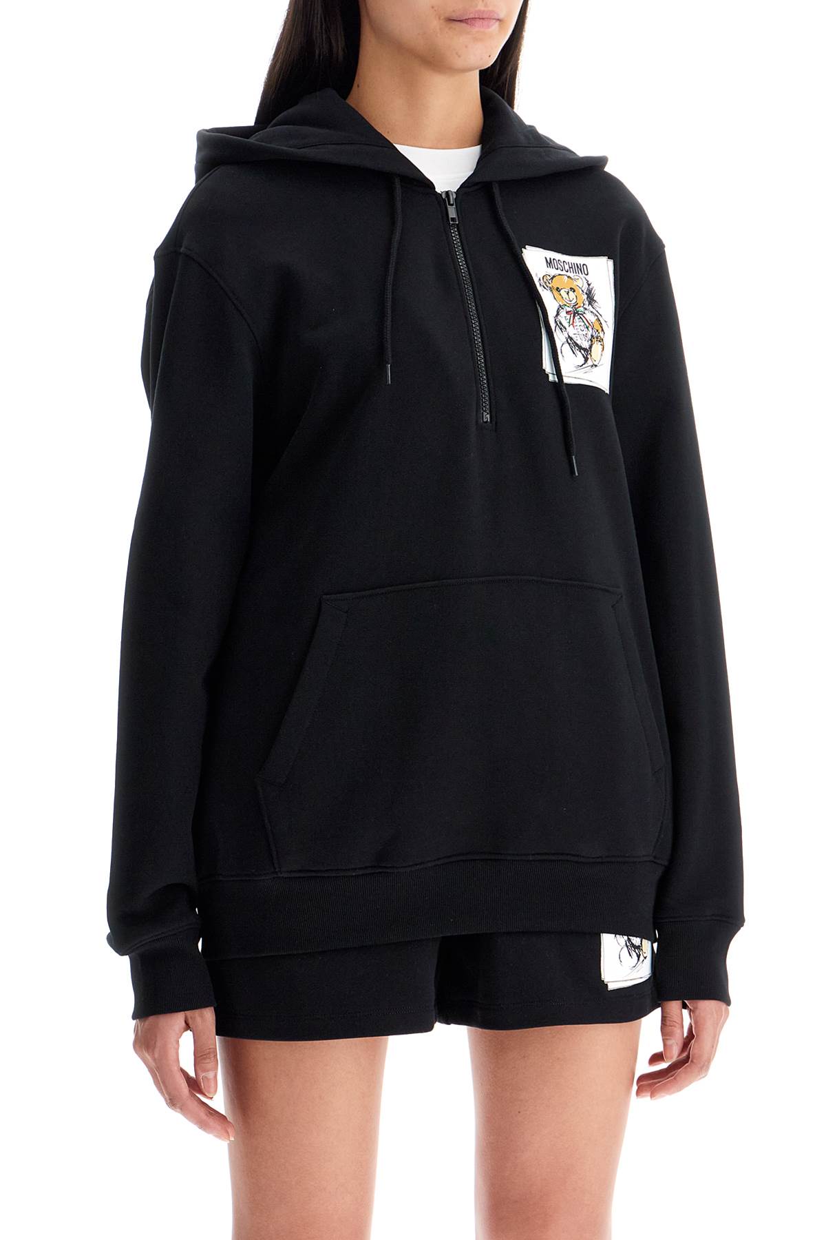 Shop Moschino Hooded Teddy Bear Sweatshirt In Black