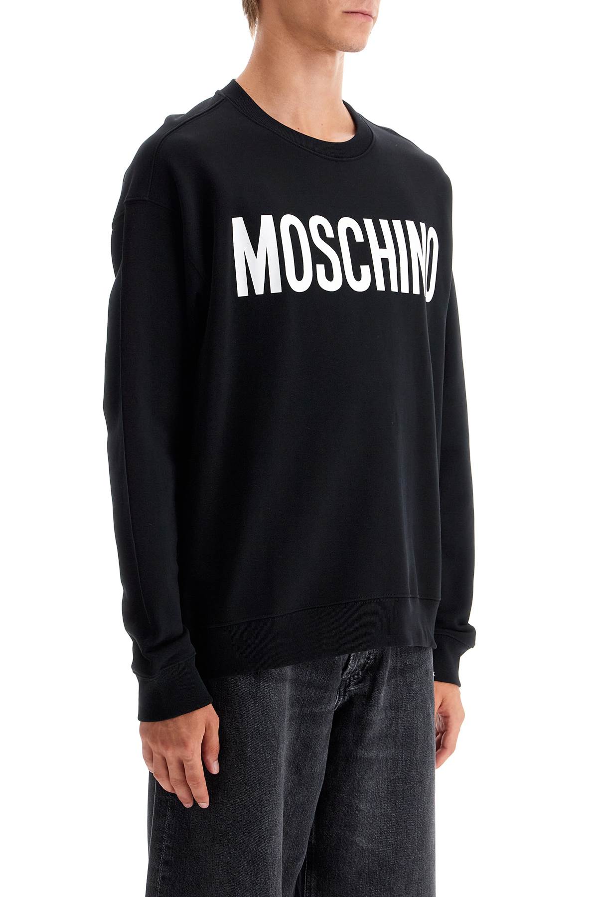 Shop Moschino Logo Crewneck Sweatshirt In Black