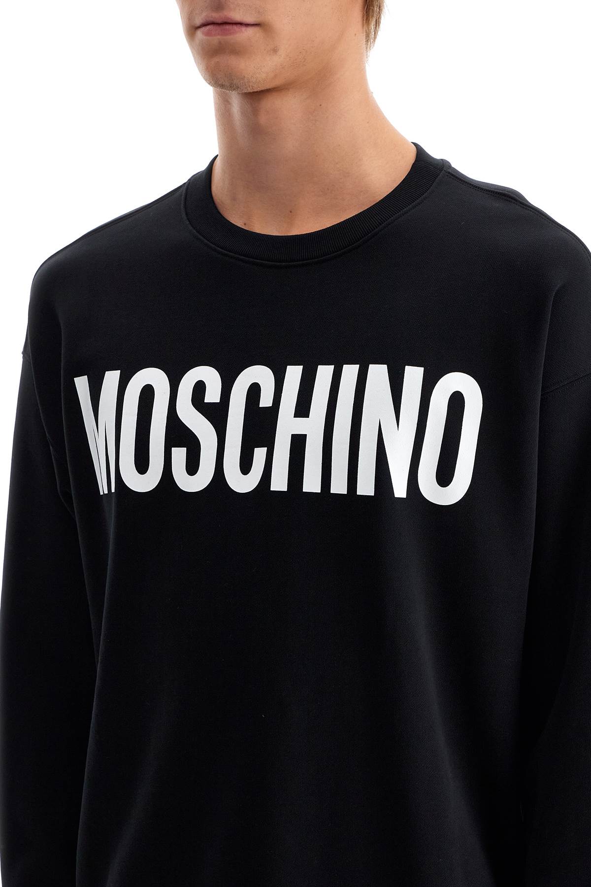 Shop Moschino Logo Crewneck Sweatshirt In Black