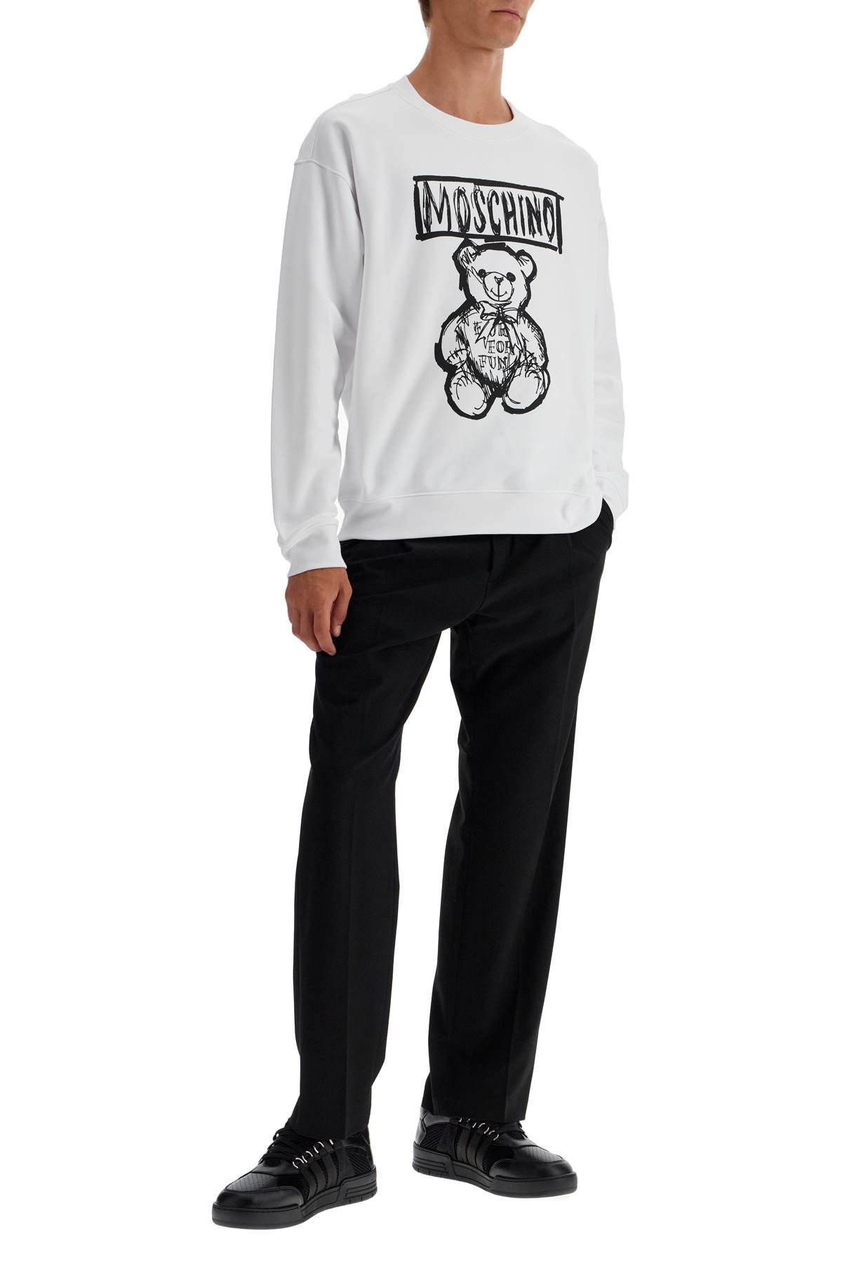 Shop Moschino Teddy Bear Print Sweatshirt In White