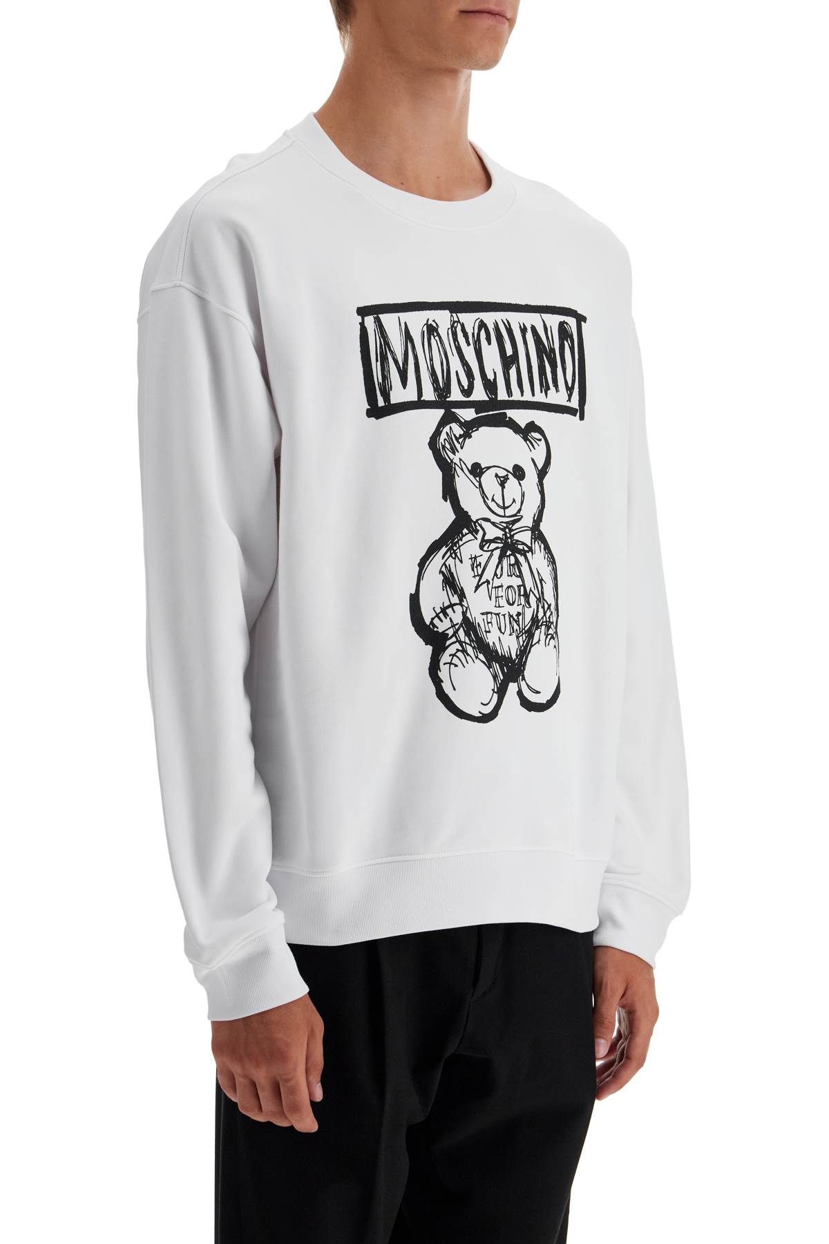 Shop Moschino Teddy Bear Print Sweatshirt In White