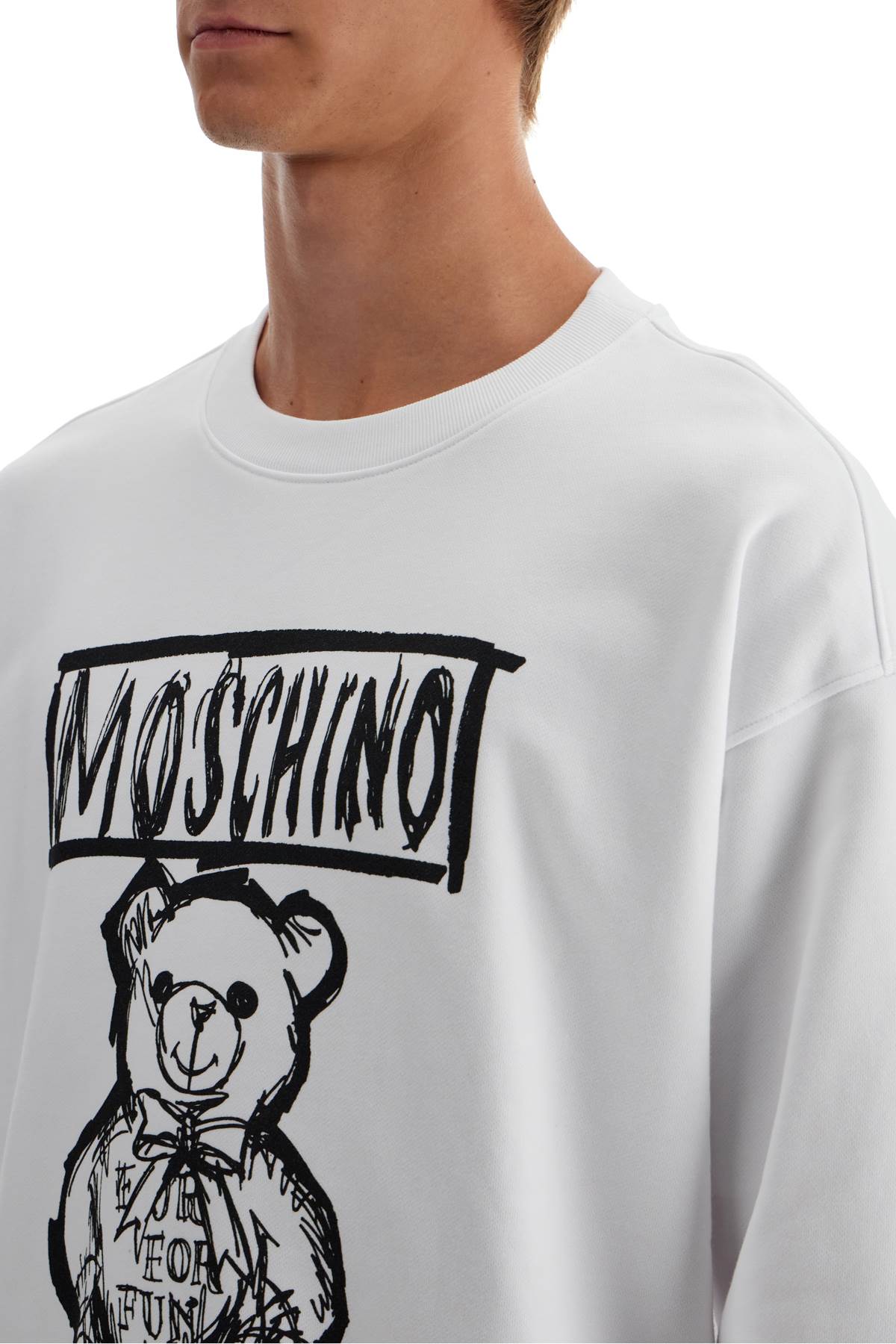 Shop Moschino Teddy Bear Print Sweatshirt In White