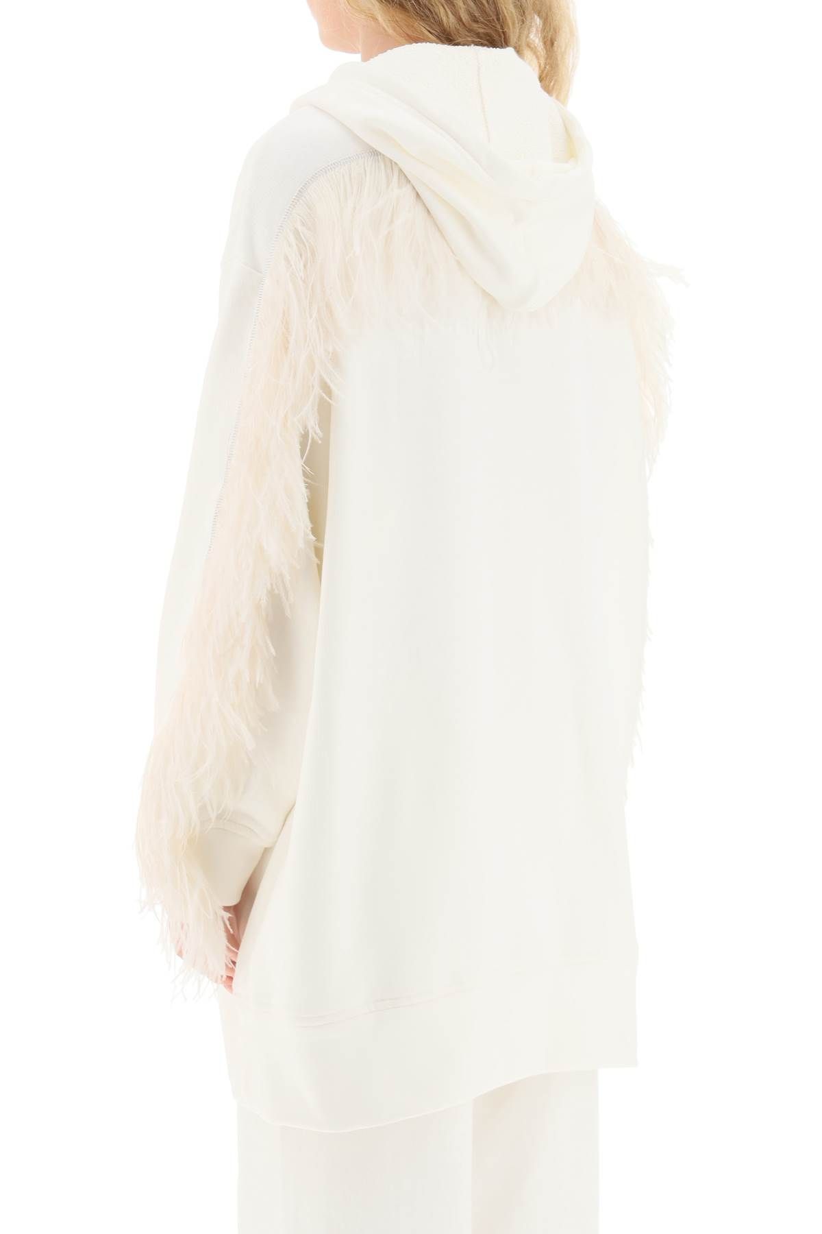 Shop N°21 Oversized Hoodie With Feathers In White