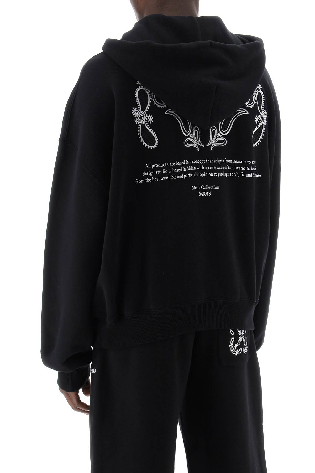 Shop Off-white Hooded Sweatshirt With Paisley In Black