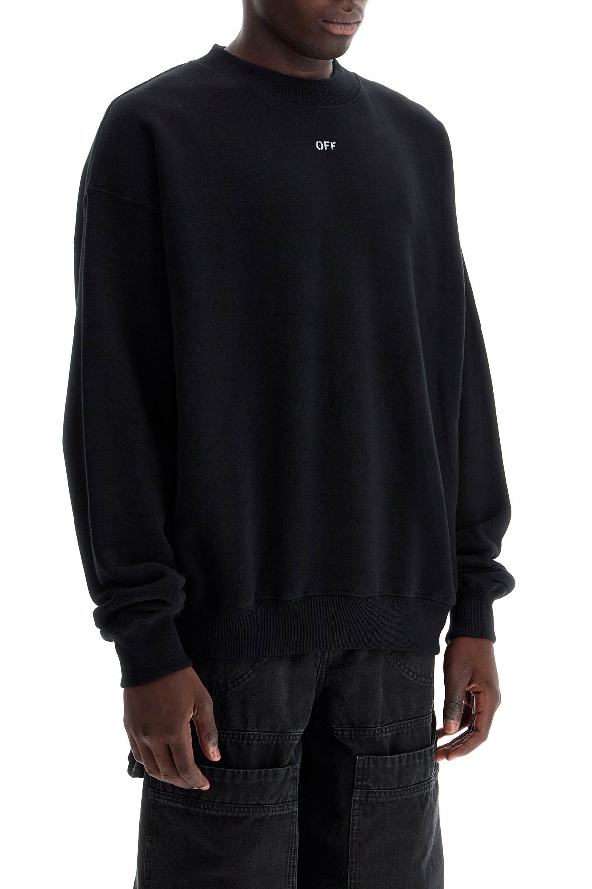 Shop Off-white "off Printed Crewneck Sweatshirt In Black