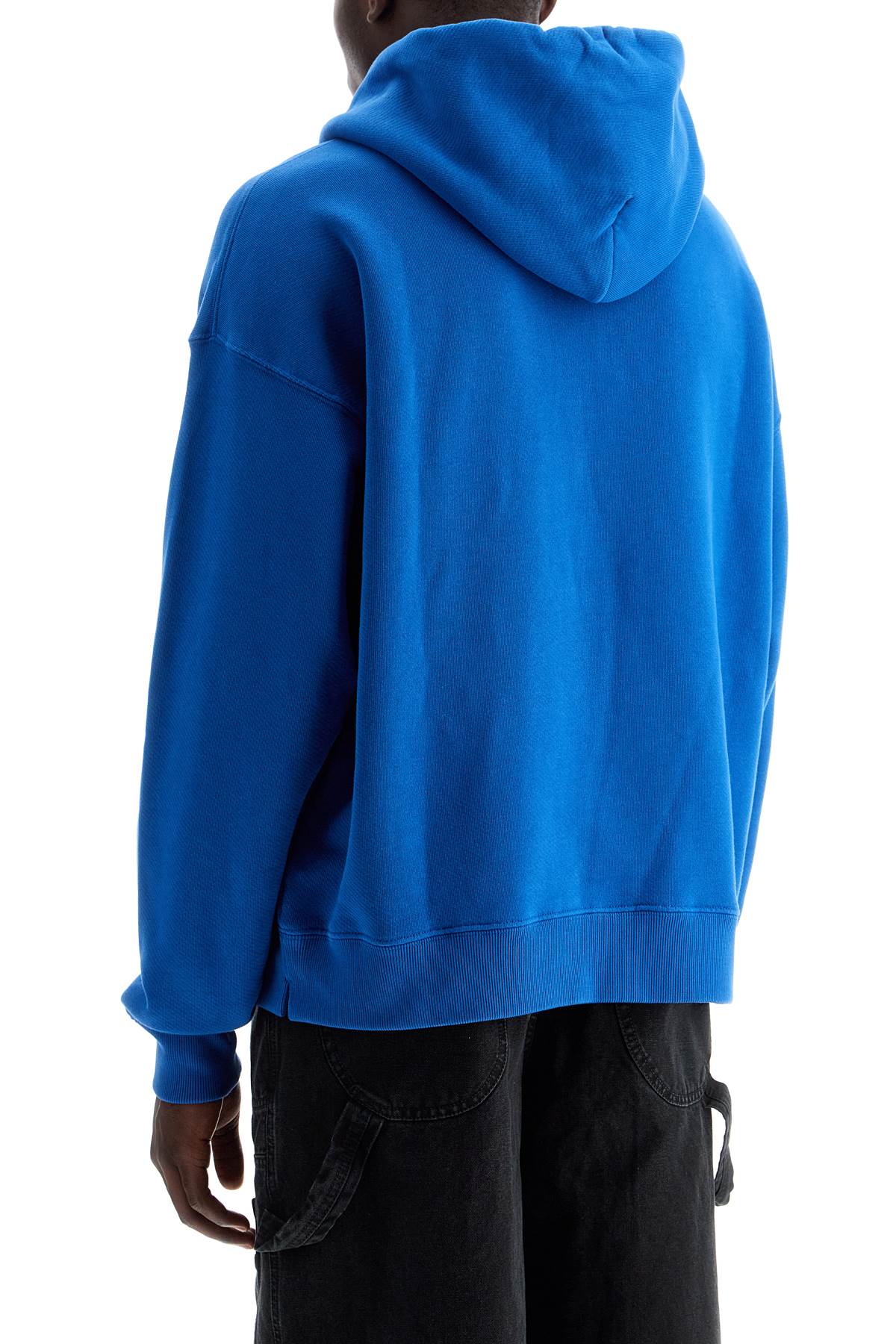 Shop Off-white Hooded Sweatshirt With Logo Print In Blue