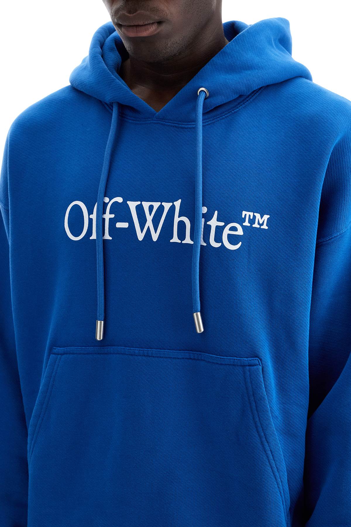 Shop Off-white Hooded Sweatshirt With Logo Print In Blue