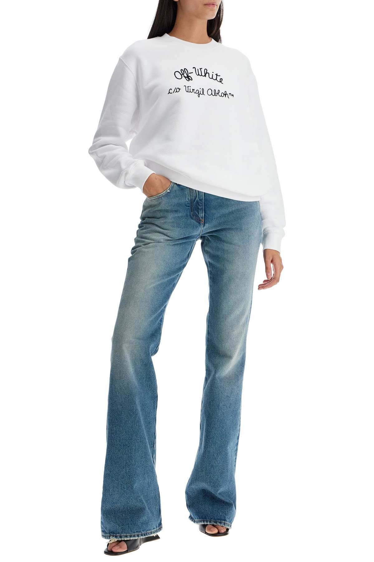 Shop Off-white Crewneck Sweatshirt With In White