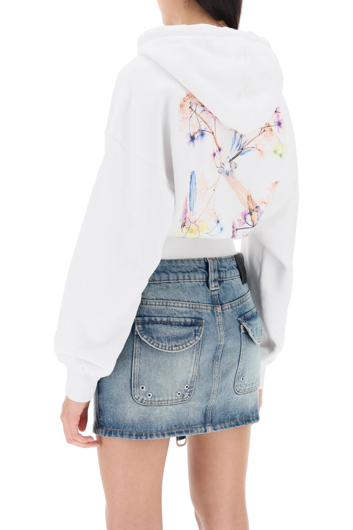 Shop Off-white X-ray Arrow Cropped Hoodie In White