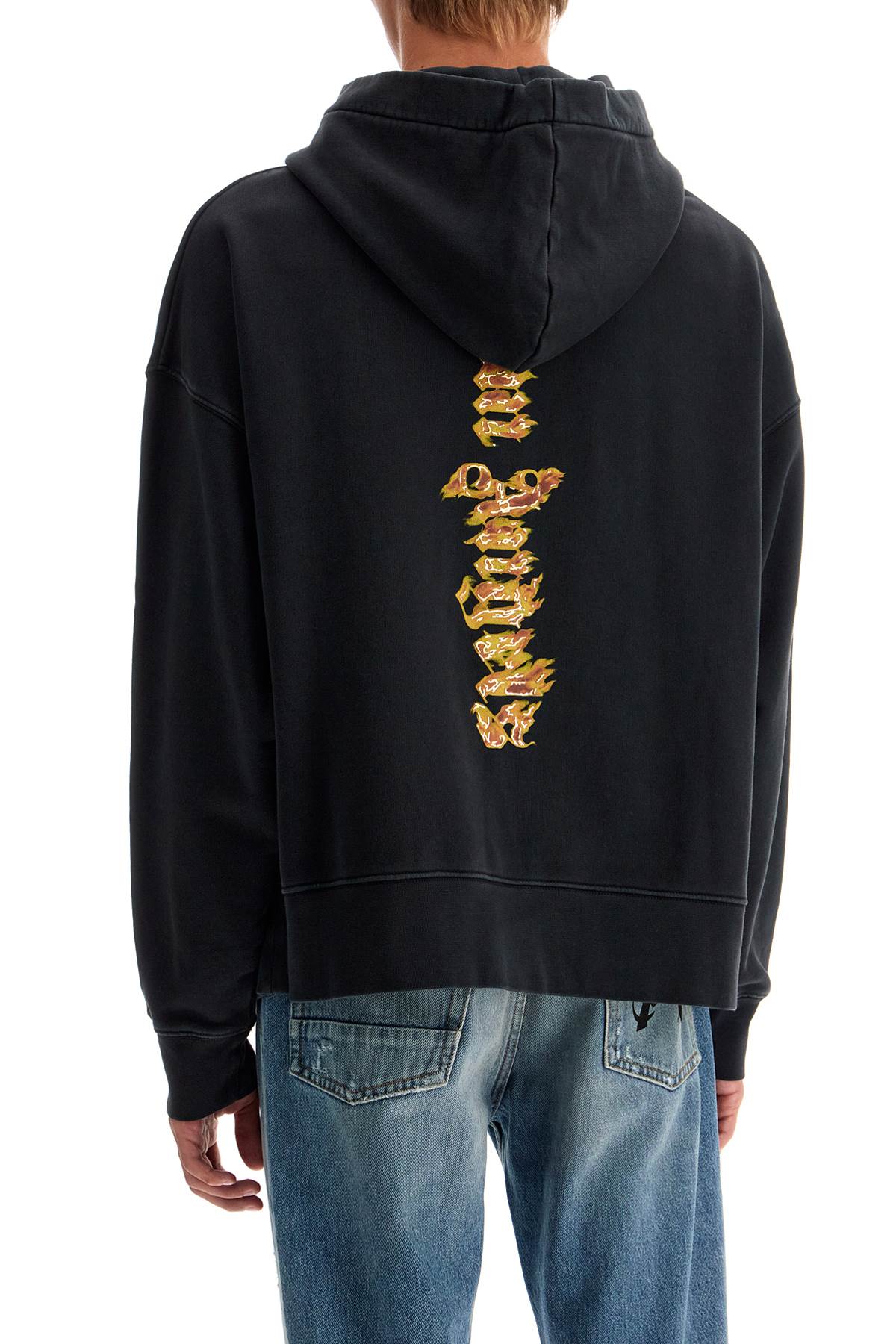 Shop Palm Angels 'burning Palm Oversized Hoodie With Hood' In Black