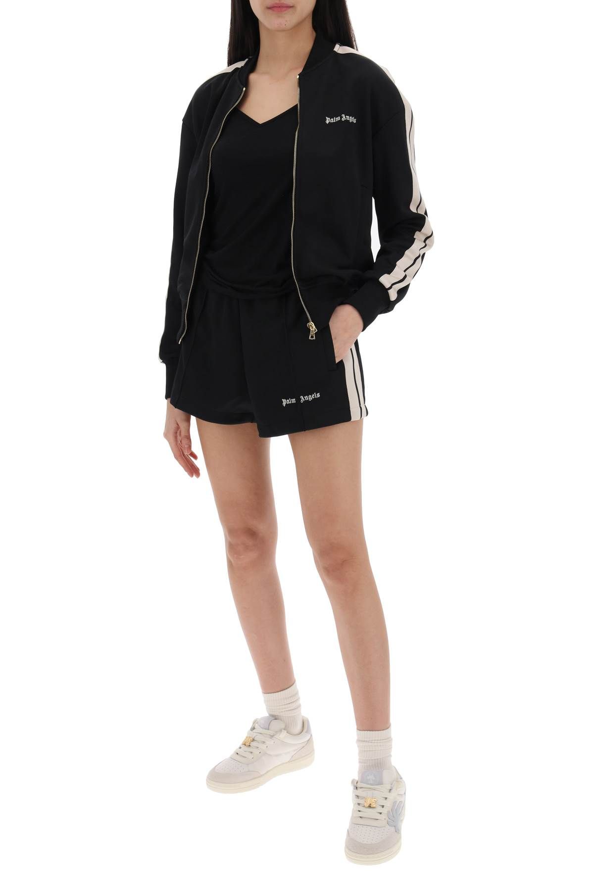 Shop Palm Angels Track Sweatshirt With Contrast Bands In Black