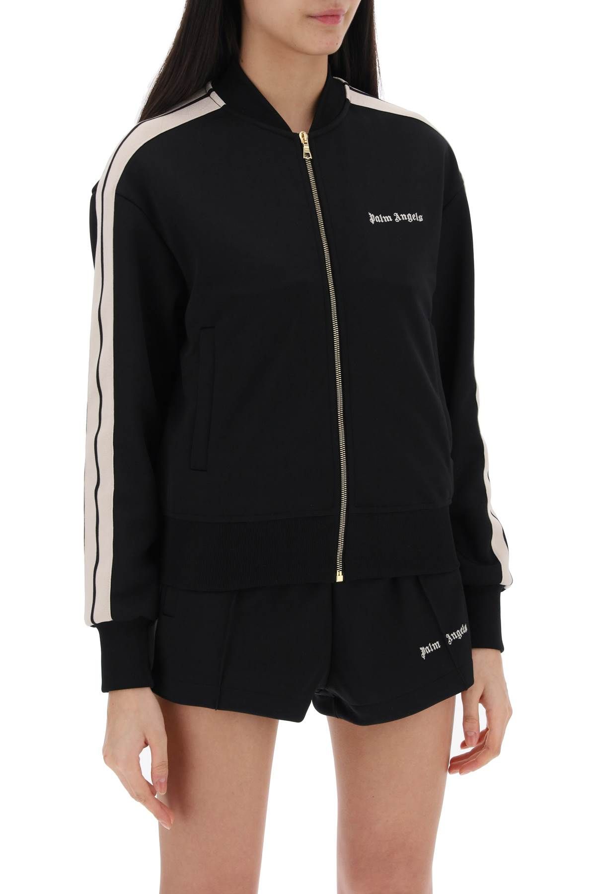 Shop Palm Angels Track Sweatshirt With Contrast Bands In Black