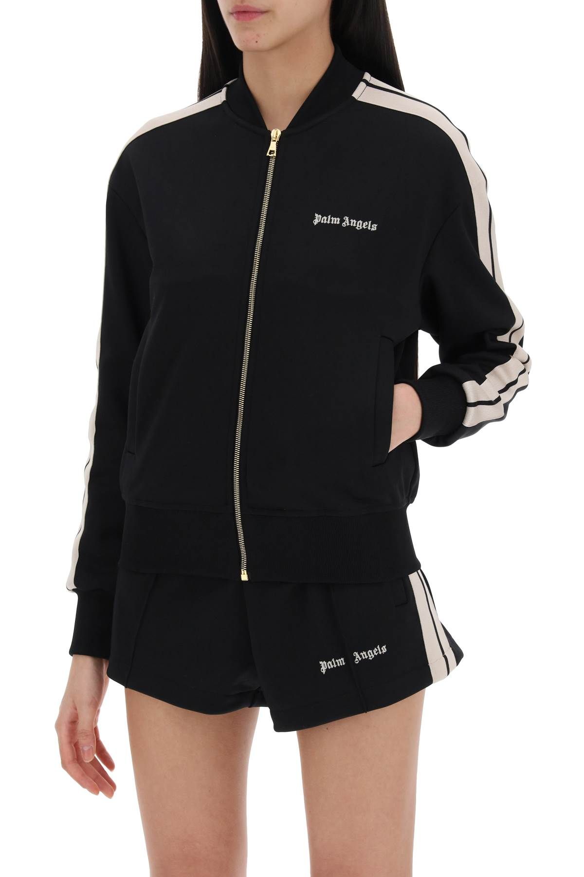 Shop Palm Angels Track Sweatshirt With Contrast Bands In Black