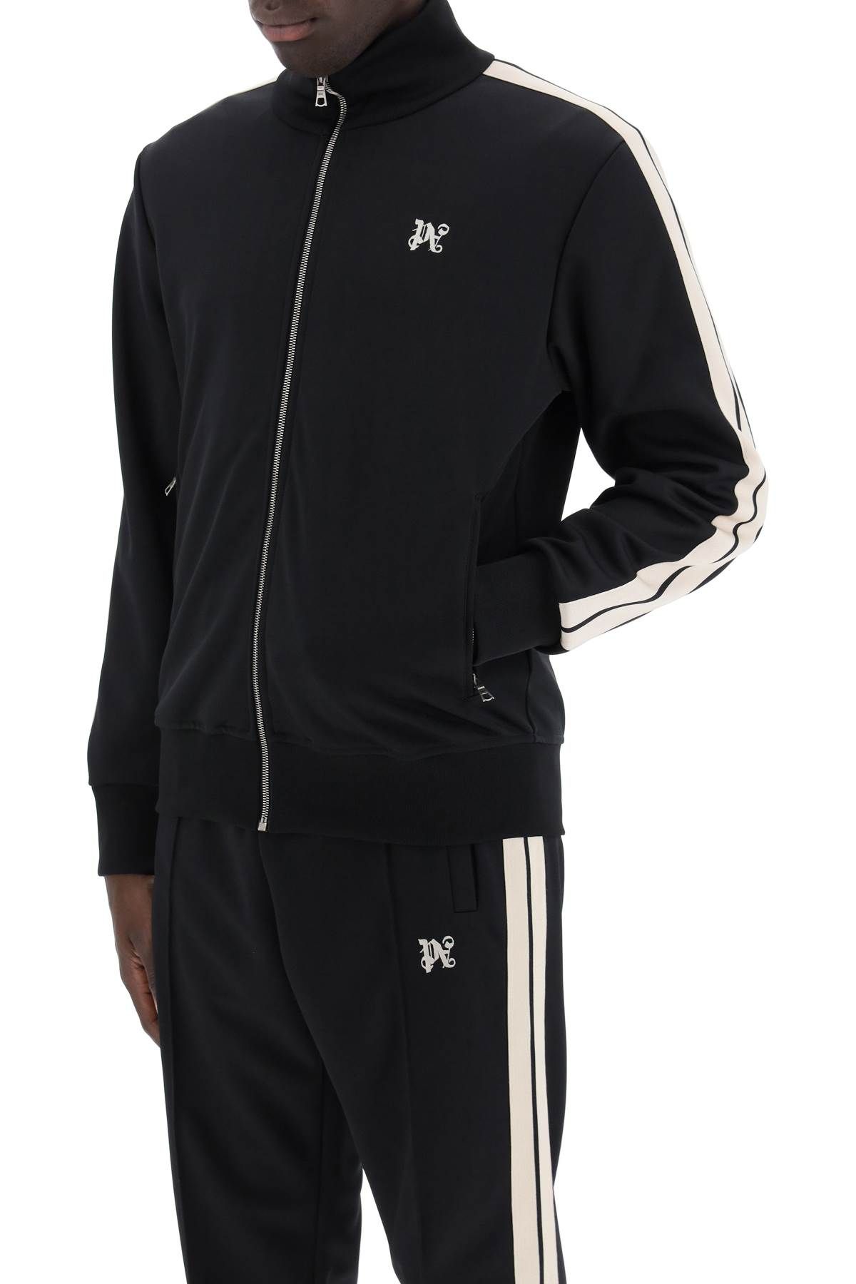 Shop Palm Angels "track Sweatshirt With Contrasting Bands In Black