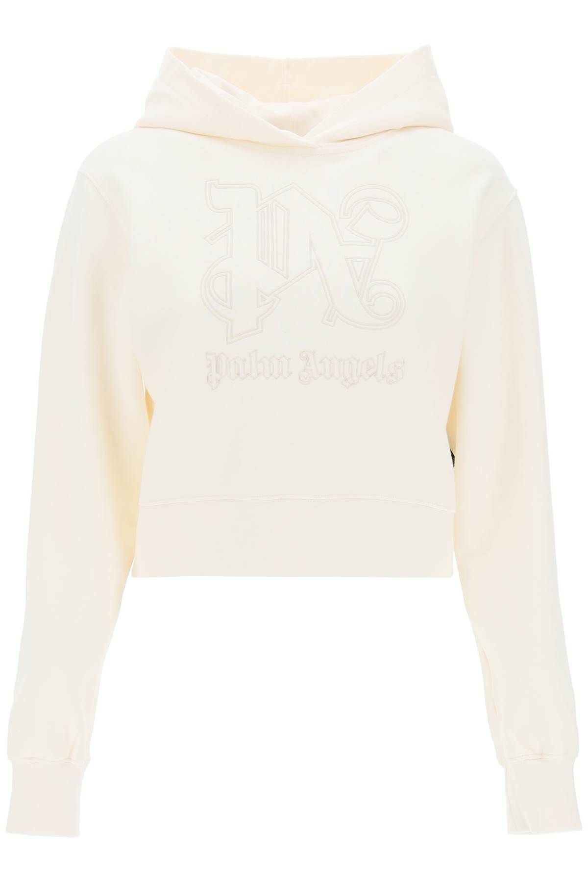 PALM ANGELS CROPPED HOODIE WITH MONOGRAM EMBROIDERY 