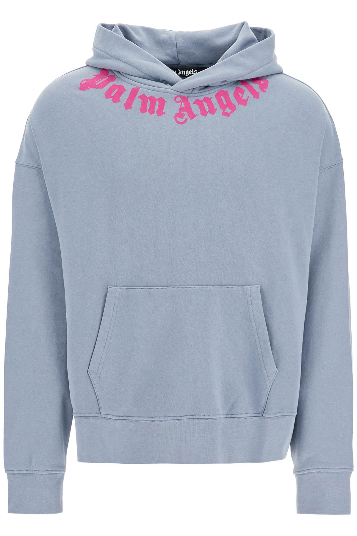 Shop Palm Angels Logoed Boxy Hoodie With Hood In Grey