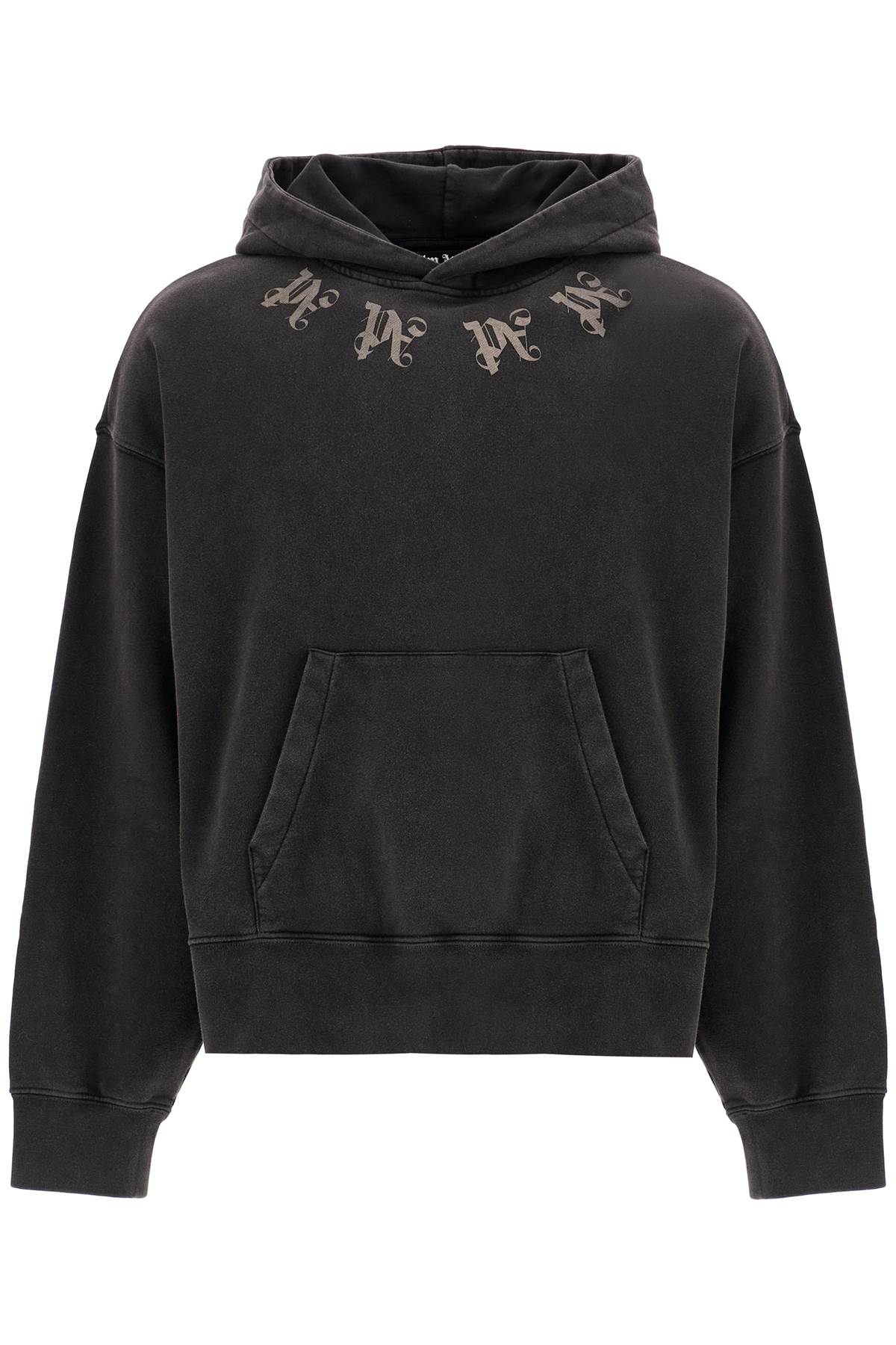 Shop Palm Angels Statement Monogram Hooded Sweatshirt In Grey