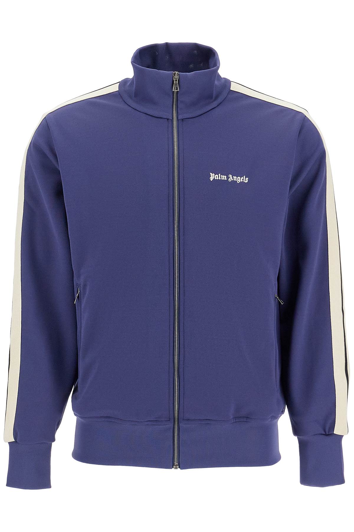 Shop Palm Angels Contrast Band Track Jacket With Nine Words In Blue