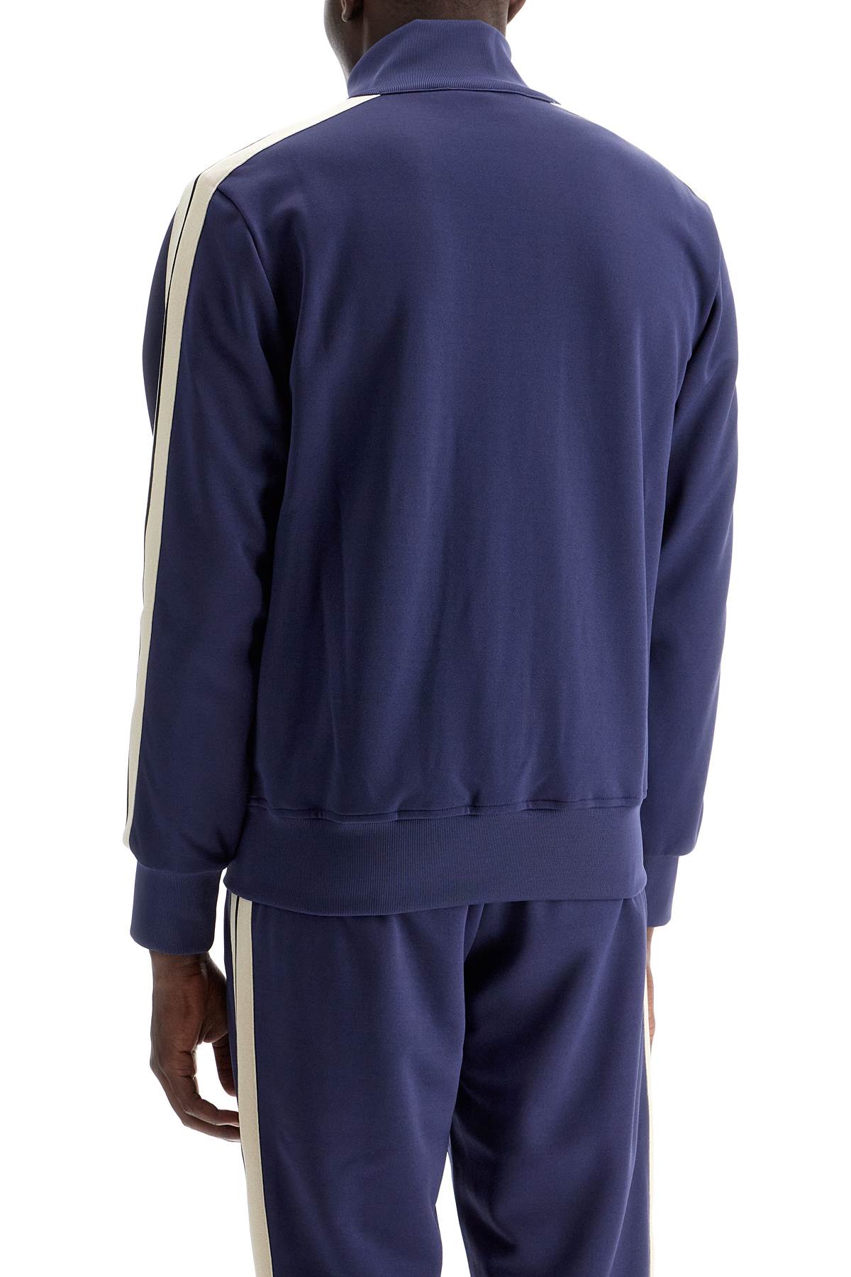 Shop Palm Angels Contrast Band Track Jacket With Nine Words In Blue