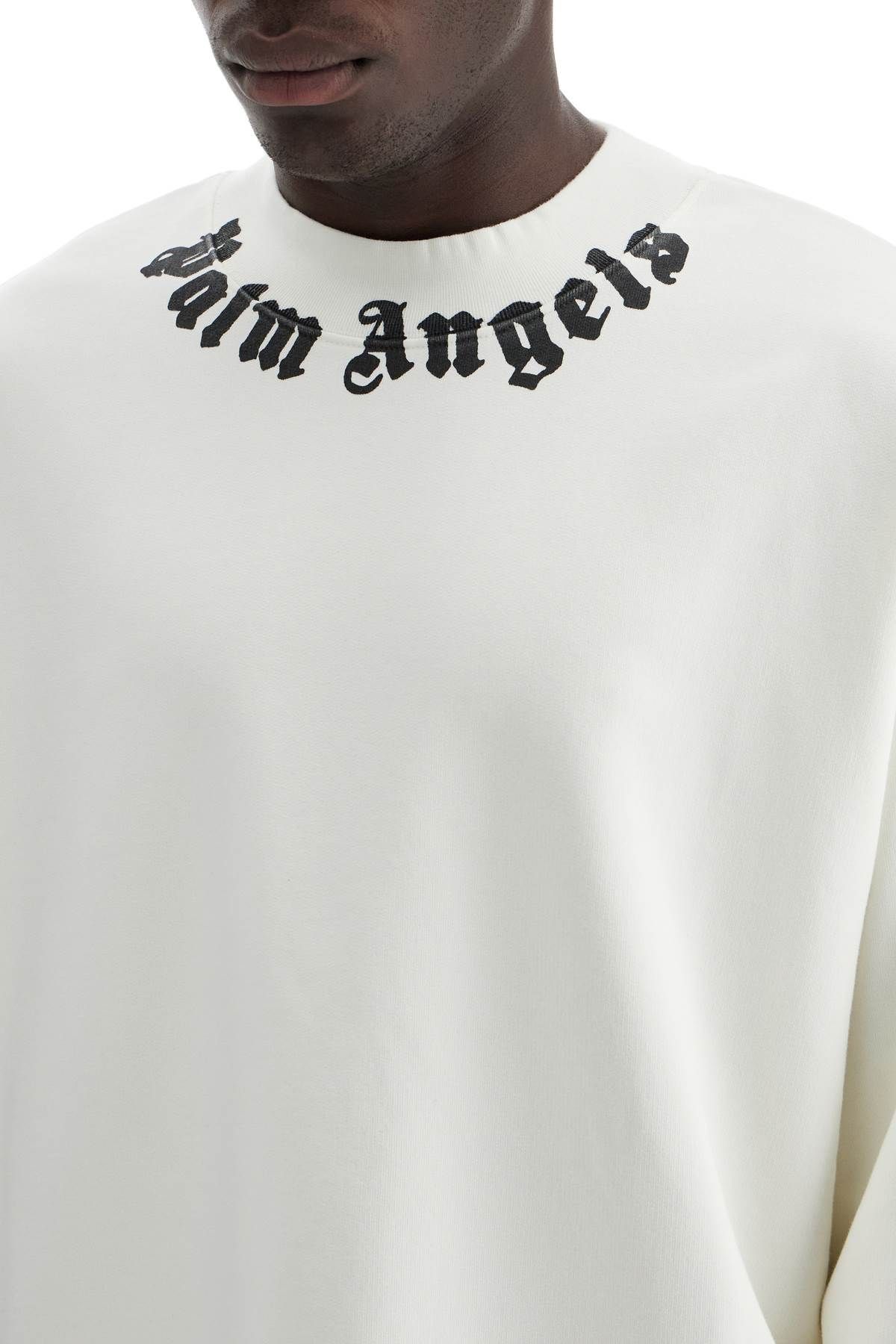 Shop Palm Angels Crewneck Sweatshirt With Logo In White